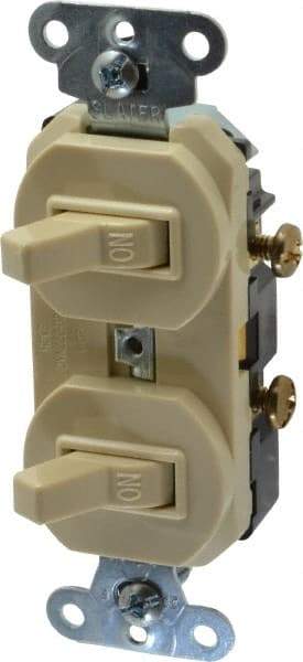 Pass & Seymour - 1 Pole, 120/277 VAC, 20 Amp, Flush Mounted, Ungrounded, Tamper Resistant Duplex Switch - NonNEMA Configuration, 2 Switch, Side Wiring, UL Listed 20 Standard - Americas Industrial Supply