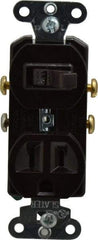 Pass & Seymour - 1 Pole, 120/125 Volt, 15 Amp, 1 Outlet, Flush Mounted, Self Grounding, Tamper Resistant Combination Outlet and Switch - 5-15R Configuration, 1 Switch, Side Wiring, UL Listed 20 498 Standard - Americas Industrial Supply