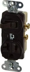 Pass & Seymour - 1 Pole, 120/125 Volt, 20 Amp, 1 Outlet, Flush Mounted, Self Grounding, Tamper Resistant Combination Outlet and Switch - 5-20R Configuration, 1 Switch, Side Wiring, UL Listed 20 498 Standard - Americas Industrial Supply