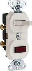 Pass & Seymour - 1 Pole, 120/125 VAC, 15 Amp, Flush Mounted, Ungrounded, Tamper Resistant Combination Switch with Pilot Light - NonNEMA Configuration, 1 Switch, Side Wiring, UL Listed 20 498 Standard - Americas Industrial Supply