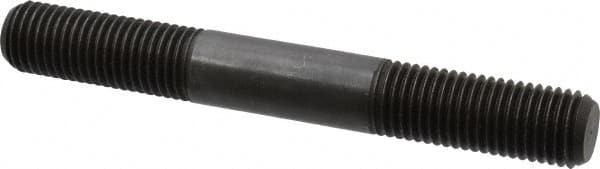 Jergens - 1-8 8" OAL Equal Double Threaded Stud - Alloy Steel, Black Oxide Finish, 2-1/2" Equal Thread Length - Americas Industrial Supply