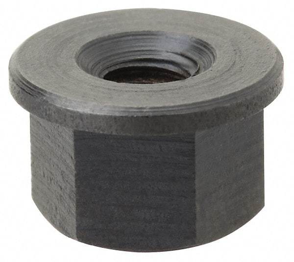 Jergens - 1-1/8 - 7, 2-1/4" Flange Diam, 1-3/8" High, 1-13/16" Across Flats, Flange Nut - Grade Low Carbon Steel Steel, Black Oxide Finish, 1/4" Flange Height, TCMA - Americas Industrial Supply