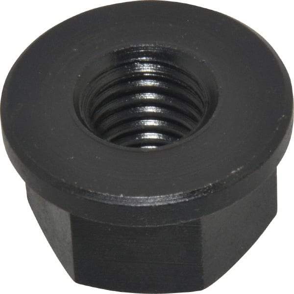 Jergens - 5/8-11, 1-3/8" Flange Diam, 13/16" High, 1-1/16" Across Flats, Flange Nut - Grade Low Carbon Steel Steel, Black Oxide Finish, 3/16" Flange Height, TCMA - Americas Industrial Supply