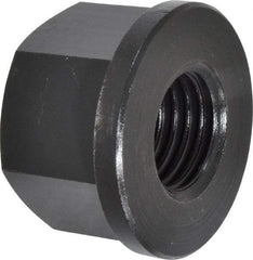 Jergens - 1-8, 2" Flange Diam, 1-1/4" High, 1-5/8" Across Flats, Flange Nut - Grade Low Carbon Steel Steel, Black Oxide Finish, 1/4" Flange Height, TCMA - Americas Industrial Supply