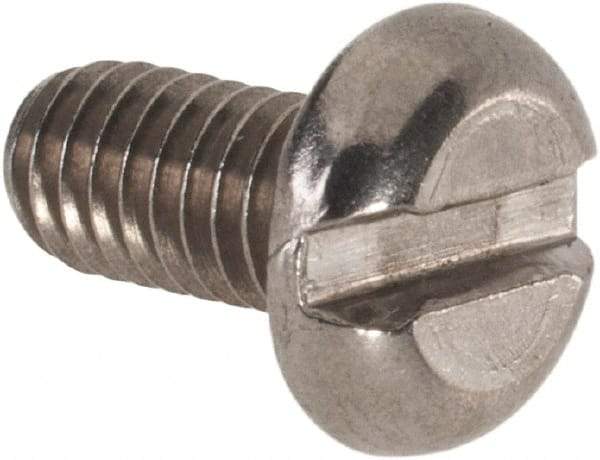 Value Collection - M4x0.70 Metric Coarse, 8mm Length Under Head Slotted Drive Machine Screw - Pan Head, Grade 18-8 & A2 Stainless Steel, Uncoated, Without Washer - Americas Industrial Supply