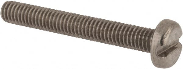 Value Collection - M4x0.70 Metric Coarse, 30mm Length Under Head Slotted Drive Machine Screw - Pan Head, Grade 18-8 & A2 Stainless Steel, Uncoated, Without Washer - Americas Industrial Supply