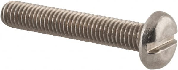 Value Collection - M5x0.80 Metric Coarse, 30mm Length Under Head Slotted Drive Machine Screw - Pan Head, Grade 18-8 & A2 Stainless Steel, Uncoated, Without Washer - Americas Industrial Supply