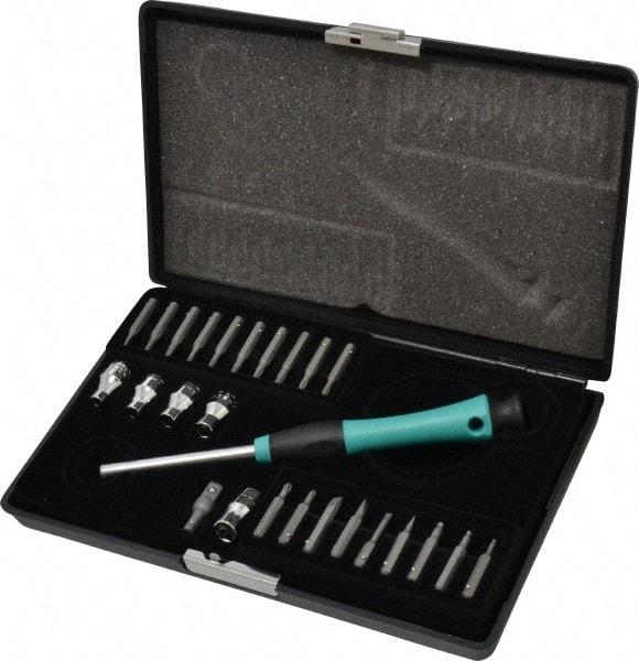 Aven - 26 Piece, 1/4" Drive Screwdriver Bit & Socket Set - #00 & #0 Phillips, 1.5 to 2.5mm Hex, T6 to T10 Torx, #00 & #0 Pozidriv - Americas Industrial Supply