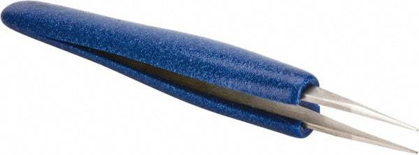 Aven - 4-3/4" OAL OO-SA Ergonomic Cushion Grip Tweezers - Straight, Strong, Regular Tips - Americas Industrial Supply