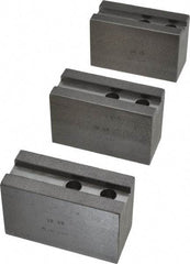 H & R Manufacturing - 1.5mm x 60° Serrated Attachment, Square Soft Lathe Chuck Jaw - 3 Jaws, Steel, 1.181" Btw Mount Hole Ctrs, 4" Long x 1-3/4" Wide x 2-1/2" High, 0.63" Groove, 12mm Fastener - Americas Industrial Supply
