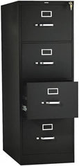 Hon - 15" Wide x 52" High x 26-1/2" Deep, 4 Drawer Vertical File with Lock - Steel, Black - Americas Industrial Supply