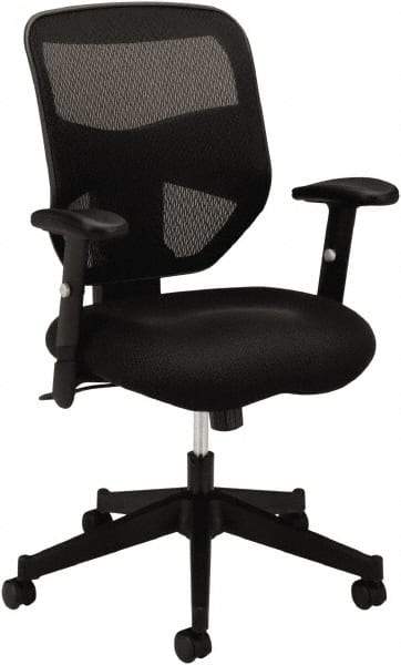 Basyx - 41-1/2" High High Back Chair - 29" Wide x 36" Deep, Padded Mesh Seat, Black - Americas Industrial Supply