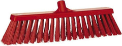 Vikan - 20" Heavy Duty Synthetic Push Broom - 4.3" Bristle Length, Plastic Block, European Threaded Handle Connection - Americas Industrial Supply
