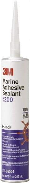 3M - 12.8 oz Cartridge Black Polyurethane Marine Adhesive Sealant - 190°F Max Operating Temp, 48 hr Tack Free Dry Time - Americas Industrial Supply