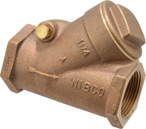 NIBCO - 1-1/4" Bronze Check Valve - Y-Pattern, FNPT x FNPT, 300 WOG - Americas Industrial Supply