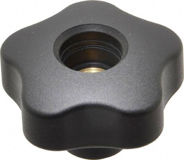 Elesa - 1.97" Head Diam, 5 Point Lobed Knob - 3/8-16 Hole, Thermoplastic, Black - Americas Industrial Supply