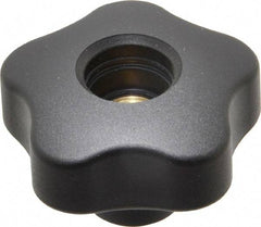 Elesa - 1.97" Head Diam, 5 Point Lobed Knob - 3/8-16 Hole, Thermoplastic, Black - Americas Industrial Supply