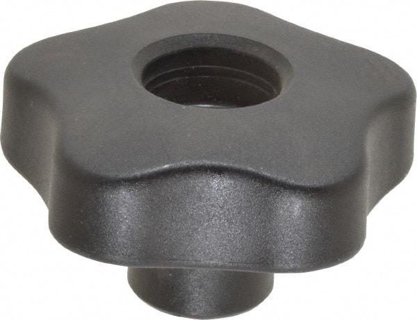 Elesa - 2.48" Head Diam, 5 Point Lobed Knob - 3/8-16 Hole, Thermoplastic, Black - Americas Industrial Supply