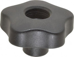 Elesa - 2.48" Head Diam, 5 Point Lobed Knob - 3/8-16 Hole, Thermoplastic, Black - Americas Industrial Supply