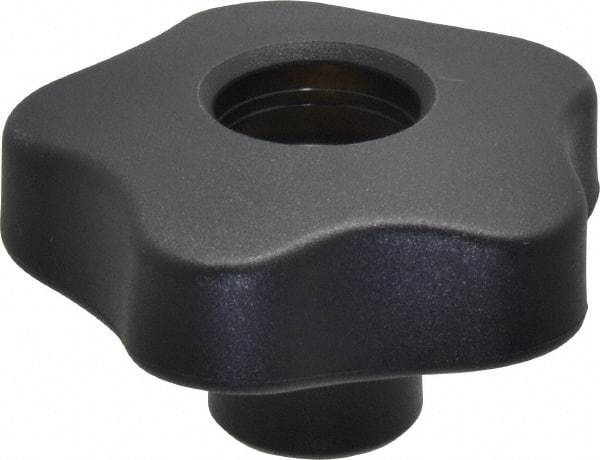 Elesa - 2.48" Head Diam, 5 Point Lobed Knob - 1/2-13 Hole, Thermoplastic, Black - Americas Industrial Supply