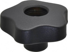 Elesa - 2.48" Head Diam, 5 Point Lobed Knob - 1/2-13 Hole, Thermoplastic, Black - Americas Industrial Supply