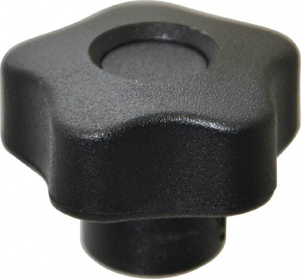 Elesa - 1.26" Head Diam, 5 Point Lobed Knob - 1/4" Hole, Thermoplastic, Black - Americas Industrial Supply