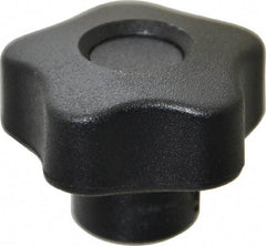 Elesa - 1.26" Head Diam, 5 Point Lobed Knob - 1/4" Hole, Thermoplastic, Black - Americas Industrial Supply