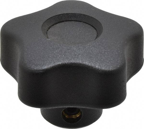Elesa - 1.57" Head Diam, 5 Point Lobed Knob - 1/4" Hole, Thermoplastic, Black - Americas Industrial Supply