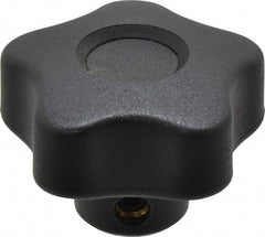 Elesa - 1.57" Head Diam, 5 Point Lobed Knob - 1/4" Hole, Thermoplastic, Black - Americas Industrial Supply