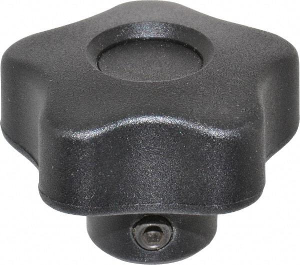 Elesa - 1.57" Head Diam, 5 Point Lobed Knob - 5/16" Hole, Thermoplastic, Black - Americas Industrial Supply