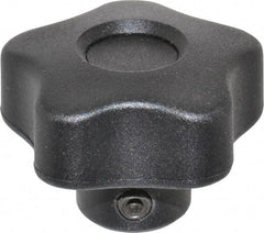 Elesa - 1.57" Head Diam, 5 Point Lobed Knob - 5/16" Hole, Thermoplastic, Black - Americas Industrial Supply