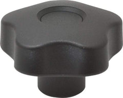 Elesa - 1.97" Head Diam, 5 Point Lobed Knob - 5/16-18 Hole, Thermoplastic, Black - Americas Industrial Supply