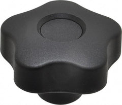 Elesa - 1.97" Head Diam, 5 Point Lobed Knob - 3/8-16 Hole, Thermoplastic, Black - Americas Industrial Supply