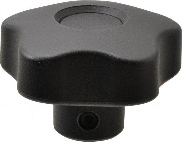Elesa - 1.97" Head Diam, 5 Point Lobed Knob - 5/16" Hole, Thermoplastic, Black - Americas Industrial Supply