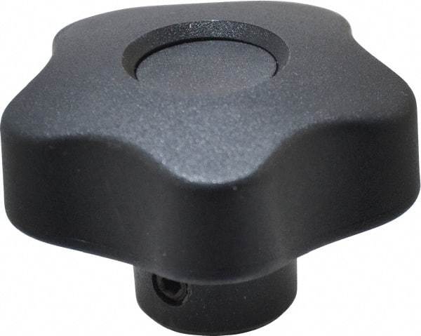 Elesa - 1.97" Head Diam, 5 Point Lobed Knob - 3/8" Hole, Thermoplastic, Black - Americas Industrial Supply