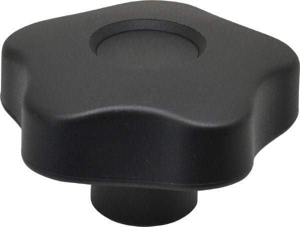 Elesa - 2.48" Head Diam, 5 Point Lobed Knob - 3/8-16 Hole, Thermoplastic, Black - Americas Industrial Supply