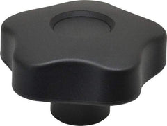 Elesa - 2.48" Head Diam, 5 Point Lobed Knob - 3/8-16 Hole, Thermoplastic, Black - Americas Industrial Supply