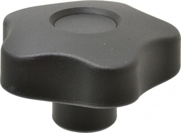 Elesa - 2.48" Head Diam, 5 Point Lobed Knob - 1/2-13 Hole, Thermoplastic, Black - Americas Industrial Supply