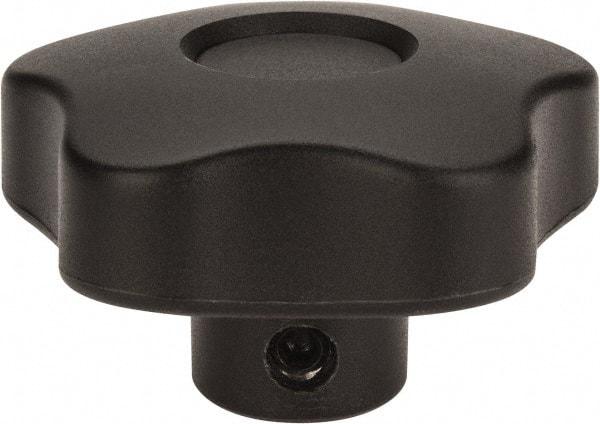 Elesa - 2.48" Head Diam, 5 Point Lobed Knob - 3/8" Hole, Thermoplastic, Black - Americas Industrial Supply