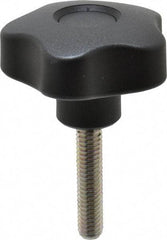 Elesa - 1.97" Head Diam, 5 Point Lobed Knob - 5/16-18 Stem, Thermoplastic, Black - Americas Industrial Supply