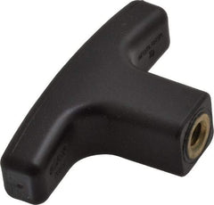 Elesa - 1/4-20 Hole Thread, 2.16" Head Length, Technopolymer, Female Insert T Handle - 0.7" Hole Depth, 9/16" Hub Diam, 0.86" Hub Height, Black - Americas Industrial Supply