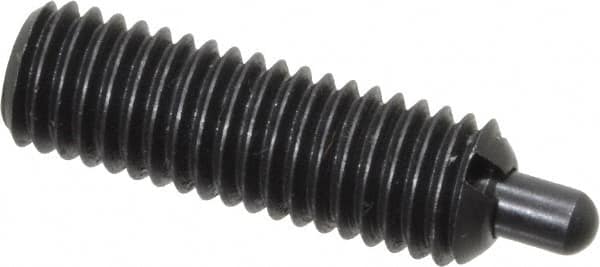 Jergens - M8 x 1.25, 25mm Thread Length, 5mm Plunger Projection, Steel Threaded Spring Plunger - 3.43mm Max Plunger Diam, 25mm Plunger Length, 1.35 Kg Init End Force, 6.75 Kg Final End Force, 4mm Hex - Americas Industrial Supply