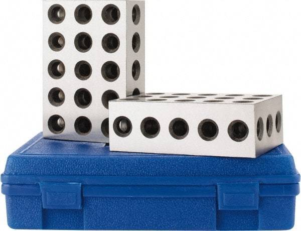 Fowler - 0.0003 Squareness Per Inch, Hardened Steel, 2-4-6 Block with 31 Hole Setup Block - 0.001 Inch Overall Tolerance, 5/8 - 11 Inch Tapped Hole Size, 56-60 RC Hardness, Sold As Matched Pair - Americas Industrial Supply