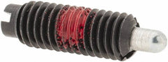 Jergens - M5 x 0.8, 14.5mm Thread Length, 3mm Plunger Projection, Steel Threaded Spring Plunger - 2.36mm Max Plunger Diam, 14.5mm Plunger Length, 0.14 Kg Init End Force, 1.36 Kg Final End Force - Americas Industrial Supply