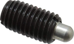 Jergens - M12 x 1.75, 20.5mm Thread Length, 6.5mm Plunger Projection, Steel Threaded Spring Plunger - 6.3mm Max Plunger Diam, 20.5mm Plunger Length, 0.77 Kg Init End Force, 3.86 Kg Final End Force - Americas Industrial Supply