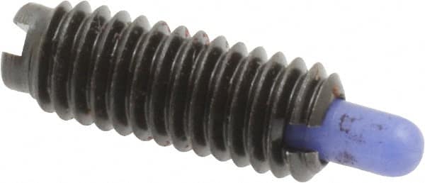 Jergens - M6 x 1.0, 16mm Thread Length, 4mm Plunger Projection, Steel Threaded Spring Plunger - 3.02mm Max Plunger Diam, 16mm Plunger Length, 0.23 Kg Init End Force, 2.72 Kg Final End Force - Americas Industrial Supply