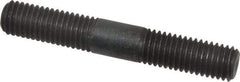 Jergens - M12x1.75 80mm OAL Equal Double Threaded Stud - Alloy Steel, Black Oxide Finish, 30mm Equal Thread Length, Metric - Americas Industrial Supply