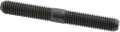 Jergens - M12x1.75 95mm OAL Equal Double Threaded Stud - Alloy Steel, Black Oxide Finish, 37mm Equal Thread Length, Metric - Americas Industrial Supply