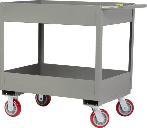 Little Giant - 3,600 Lb Capacity, 18" Wide x 35-1/2" Long x 36-1/2" High Deep Shelf Cart - 2 Shelf, Steel, 2 Rigid/2 Swivel Casters - Americas Industrial Supply