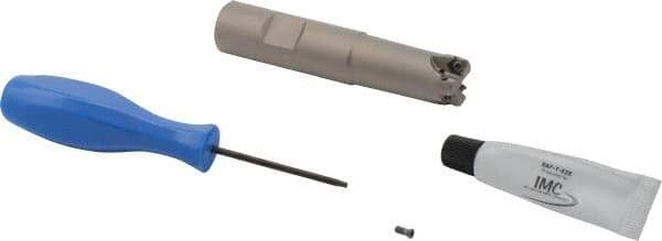 Iscar - 3/4" Cut Diam, 0.06" Max Depth, 3/4" Shank Diam, Weldon Shank Indexable High-Feed End Mill - Screw Holding Method, H600 WXCU 04 Insert, FF EWX-04 Toolholder, Through Coolant - Americas Industrial Supply